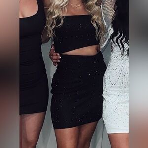 Windsor black embellished dress with side cut out